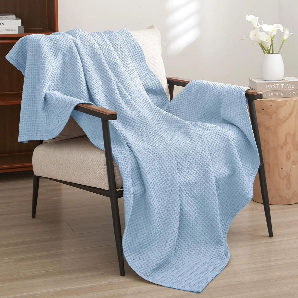 100% Cotton Weave Waffle Blanket, Aesthetic Soft Lightweight and Breathable Blanket