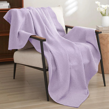 100% Cotton Weave Waffle Blanket, Aesthetic Soft Lightweight and Breathable Blanket
