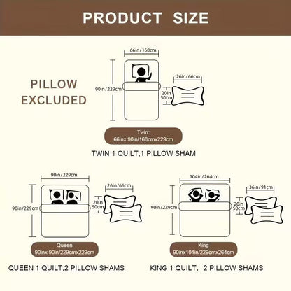 3pcs Floral Pattern bedding, Including 1 Quilt Cover And 2 Pillowcase, Is Soft, Breathable, Comfortable, Lightweight.