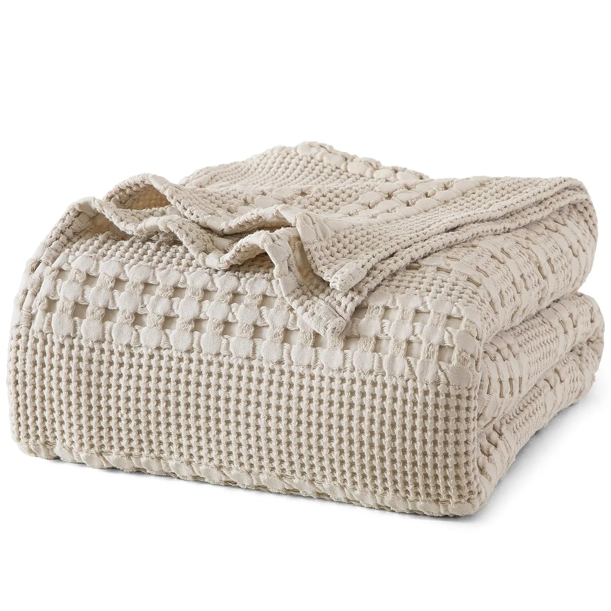 100% Cotton Weave Waffle Blanket, Aesthetic Soft Lightweight and Breathable Blanket